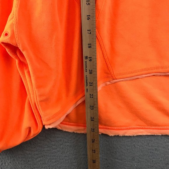 New Free People Movement Let It Go Sweatshirt Hood Zip Neon Orange Velour S NEW - Picture 8 of 9